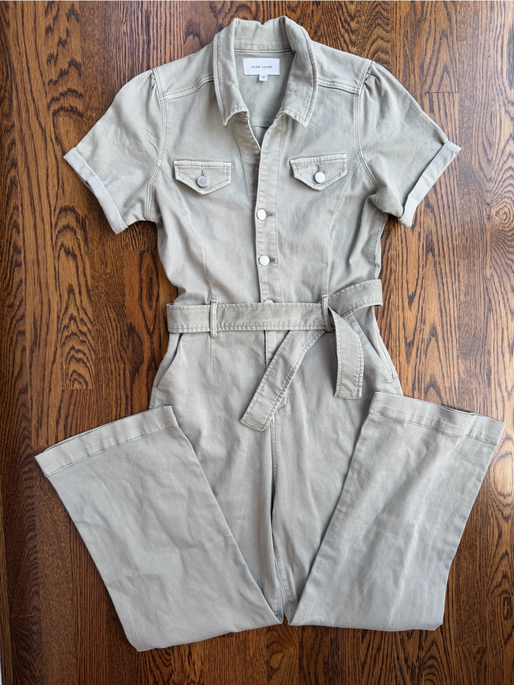 Dear John Utility-Inspired Olive Green Jumpsuit with Belt